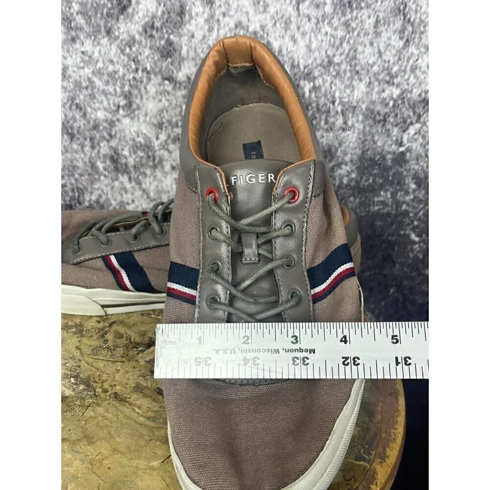 Tommy Hilfiger Brown Gray Red‎ Blue Logo Lace Up Sneaker Shoes Mens Size 10.5